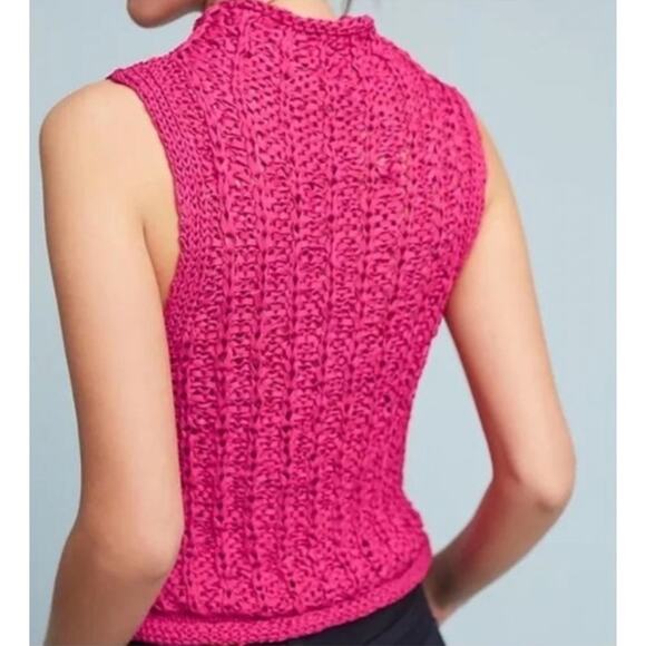 Anthropologie moth hot pink knit sleeveless top - Picture 2 of 2